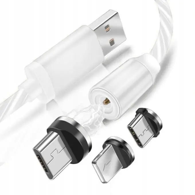 svietiaci usb kabel biely